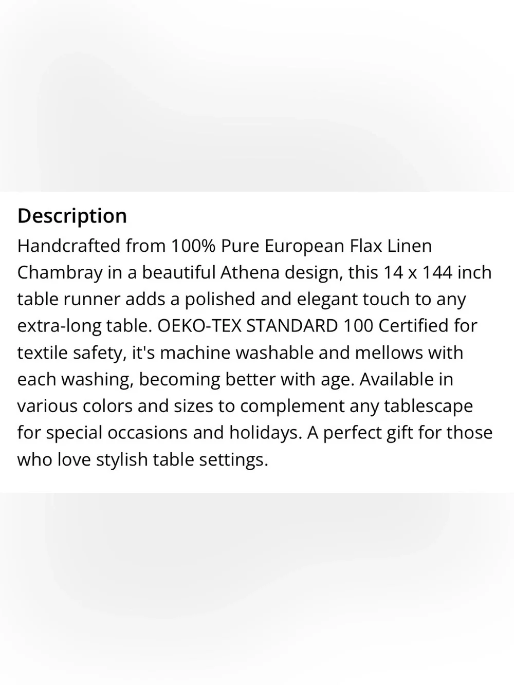 Classic Table Runner 100% Pure European Linen 14x144” - CHAMBRAY BLUE